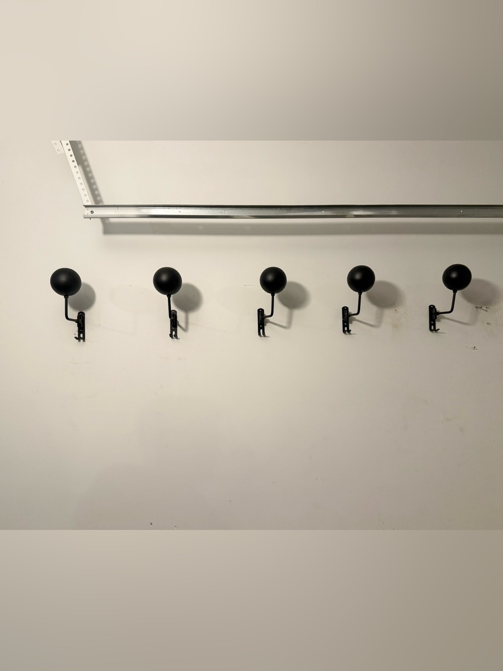 Set of 3 Matte Black Helmet Wall Hooks with Round Knobs